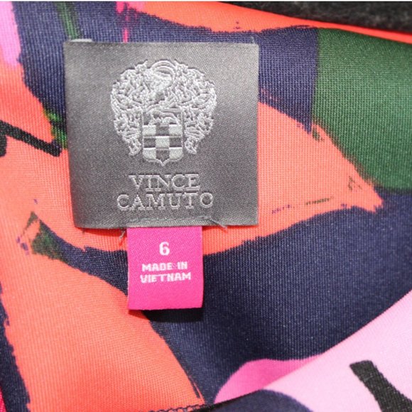 Vince Camuto 6 Floral Sleeveless Navy Blue Pink Fit & Flare Pockets Mini Dress - Picture 12 of 13